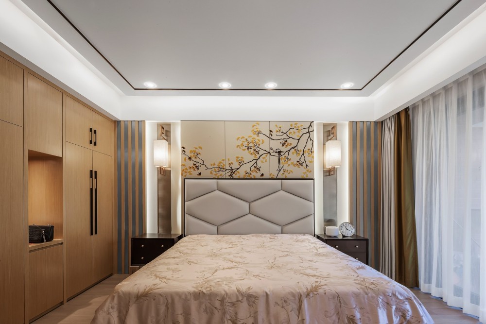 新中式风格室内家装案例效果图-主卧 新中式风格室内家装案例效果图-主卧